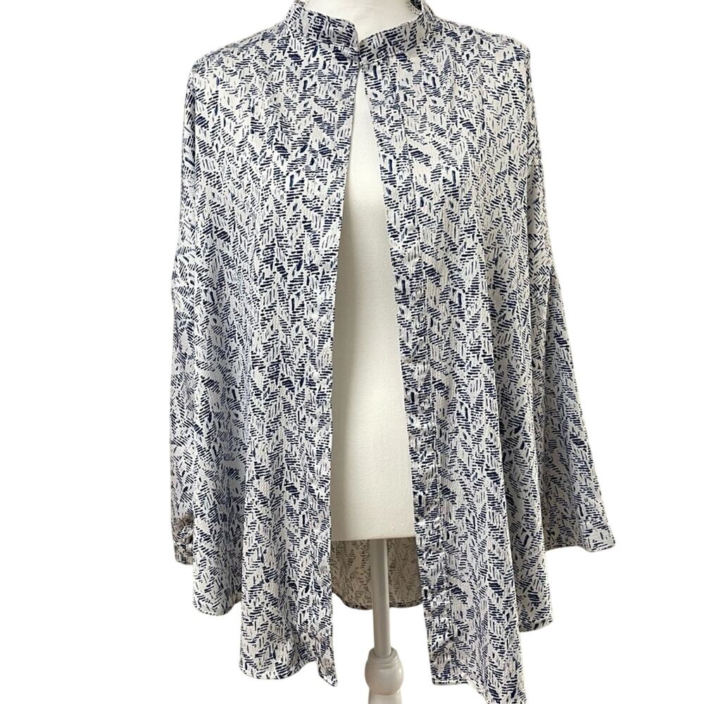 Kimchi Blue Urban Outfitters Blue & White Printed Kimono Open Jacket M/L Boho